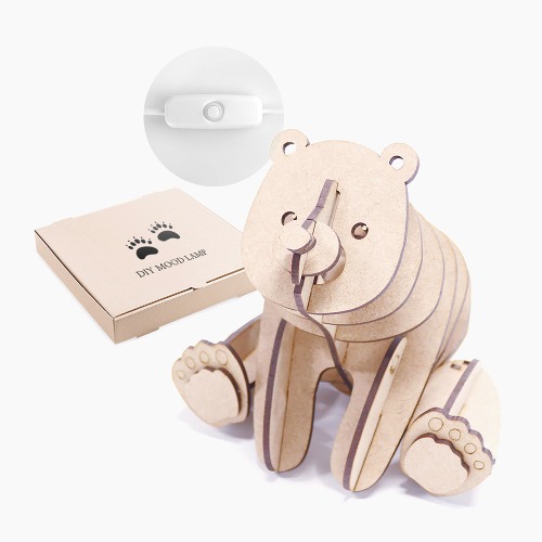 DIY 나무 메이커 키트 - 곰 무드등 만들기(설명서, USB 램프 포함)